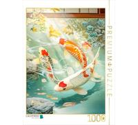 Puzzle · Les carpes koï dans Les Illustrations | Les rayons du soleil atteignent les carpes koï · 1000 pièces · Format assemblé 64 × 48 cm · CALVENDO Puzzle
