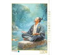 Puzzle · Les carpes koï dans Les Illustrations | Un homme en train de méditer · 1000 pièces · Format assemblé 64 × 48 cm · CALVENDO Puzzle
