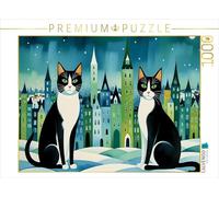 CALVENDO Puzzle Chats en Ville | 1000 pièces Taille de la Pose 64 x 48 cm Puzzle Photo pour des Heures heureuses