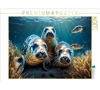 Puzzle · Les phoques dans Leur Territoire sous-Marin | Des phoques coquins · 1000 pièces · Format assemblé 64 × 48 cm · CALVENDO Puzzle