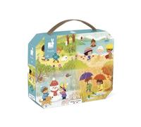 Janod Puzzle enfant Les Saisons J02602 – 36 pièces – Valisette poignée, FSC, multicolore, dès 4 ans