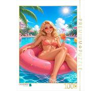 Puzzle · L'été des bouées | Le soleil, un cocktail et une bouée rose, un après-midi rien… · 1000 pièces · Format assemblé 64 × 48 cm · CALVENDO Puzzle