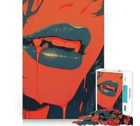 Puzzle Lèvres de Vampire 1000 pièces Jeu de Concentration mentale Conception sans Espace Défi cérébral interactif pour la Maison (50x75cm)