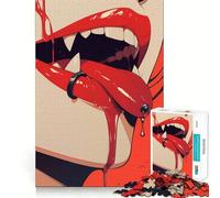 Puzzle Lèvres de Vampire 1000 pièces Jeu de Réflexion Stimulant Fixation Solide Défi Cérébral Interactif pour la Maison (38x26cm)