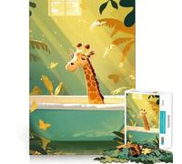 Puzzle L'heure du Bain de la Girafe pour Adolescents, 1000 pièces, Jeu de société, Assemblage précis, Cadeau d'anniversaire (38x26cm)