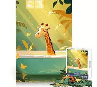 Puzzle L'heure du Bain de la Girafe pour Adolescents, 1000 pièces, Jeu de société, Assemblage précis, Cadeau d'anniversaire (38x26cm)