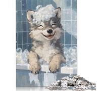 Puzzle « L'heure du Bain du Petit Loup » en Carton 100% recyclé, de qualité supérieure, pour Adultes et Enfants, Cadeaux d'halloween, 1 000 pièces (26 x 38 cm)