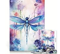 Puzzle Libellule Aquarelle 1000 pièces pour Adolescents, développement de la réflexion, Loisirs, Plaisir, Bords Nets, Cadeau d'hiver (38x52cm)
