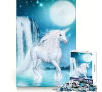 Puzzle Licorne à la Cascade pour Adolescents 1000 Pièces Formation Intelligente Temps Libre Heureux Découpe Impeccable Joyeux Noël (50x75cm)