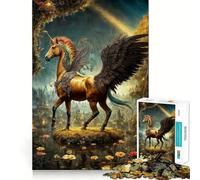 Puzzle Licorne Ailée Art Fantastique 1000 Pièces Jeu de Réflexion Assemblage Stable Pas de Pièces Qui Dérivent Passe-Temps Agréable pour Les Longs Week-Ends (50x75cm)