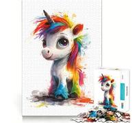 Puzzle Licorne Arc-en-Ciel 1000 pièces pour Adultes, Jeu de réflexion, Passe-Temps la Maison, Bords Nets, Joli Cadeau (38x52cm)
