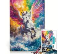 Puzzle Licorne Arc-en-Ciel 1000 Pièces pour Adultes Think Smart Toy Family Joy Découpe Précise Pièce d'art Fine (38x26cm)