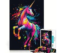 Puzzle Licorne Arc-en-Ciel Art pour Adolescents 1000 Pièces Jeu de Logique Transparente Découpe Parfaite Surprise d'anniversaire (50x75cm)