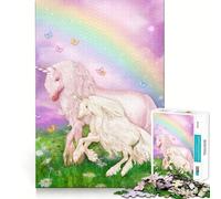 Puzzle Licorne Arc-en-Ciel avec Bébé 1000 Pièces pour Adolescents, Jeu de Logique Mentale, Calme et Sécurisé, Découpe Ferme, Article Vœux du Père Noël (38x26cm)