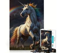 Puzzle Licorne Arc-en-Ciel pour Adolescents 1000 Pièces Jeu de Logique Transparente Découpe Parfaite Surprise d'anniversaire (38x26cm)