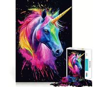 Puzzle Licorne Arc-en-Ciel pour Adolescents 1000 Pièces Jeu de Logique Transparente Découpe Parfaite Surprise d'anniversaire (38x52cm)