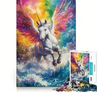 Puzzle Licorne Arc-en-Ciel pour Adolescents 1000 Pièces Recall Upgrade Calm Relax Clear Cut Art Collection Piece (38x52cm)