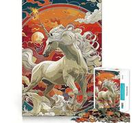 Puzzle Licorne Art 1000 Pièces pour Adolescents Stimulation Mentale Amusante Découpe de Haute Précision Activité de Pause Mentale Calmante (38x52cm)