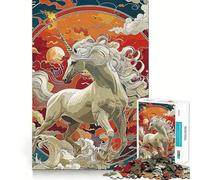 Puzzle Licorne Art pour Adolescents 1000 Pièces Stimule l'esprit Amusant Découpe Nette Pièces Robustes Activité de Réunion Réconfortante (50x75cm)