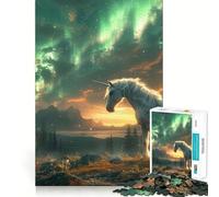 Puzzle Licorne Aurores Boréales 1000 Pièces Jeu de Création et de Développement Emboîtement Parfait Pas de pièces détachées Activité de Partage en Famille (50x75cm)