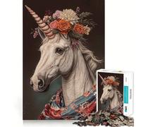 Puzzle Licorne aux Fleurs 1000 Pièces Stimule l'esprit Découpe Nette Composants Robustes Un Divertissement captivant pour des Moments de détente à la Maison (50x75cm)