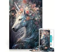 Puzzle Licorne aux Fleurs pour Adolescents, 1000 Pièces, Jeu de Logique, Passe-Temps à la Maison, Découpe Précise, Cadeau de Fête 50x75cm