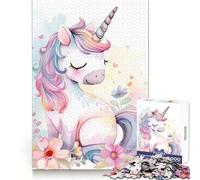 Puzzle Licorne Bébé Animal Mignon pour Adolescents 1000 Pièces Cadeau Sensuel et Détente 38x52cm