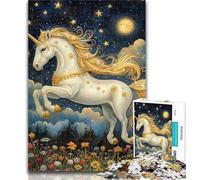 Puzzle Licorne Blanche 1000 Pièces pour Adolescents, pour Toute la Famille, à partir de 14 Ans, 26x38cm