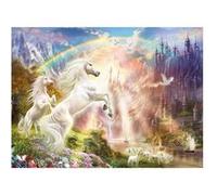 Puzzle licorne blanche au bord du fleuve et le chateau fort et arc en ciel - 500 pieces - clementoni collection paysage monde feerique G