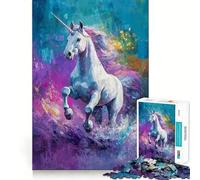 Puzzle Licorne Blanche Courante 1000 Pièces pour Adultes Jeu de Souvenirs Amusant Assemblage Solide et Sécurisé Activité Scolaire Familiale (38x52cm)