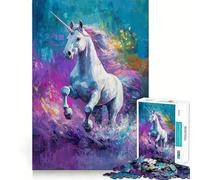 Puzzle Licorne Blanche Courante pour Adultes 1000 Pièces Jeu de Mémoire Assemblage Solide et Sécurisé Jeu de Connexions Significatif (38x26cm)
