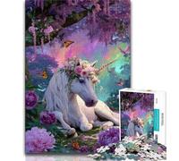 Puzzle Licorne Blanche pour Adultes 1000 Pièces, Jeu de Rôle et de Famille Idéal comme Cadeau pour Toute la Famille 50x75cm