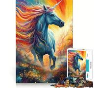 Puzzle Licorne Cheval Fantaisie Adultes 1000 Pièces Entraînement Mental Amusant Pièces Découpées Nettes sans Bavures Activité de Réunion Réconfortante (38x26cm)