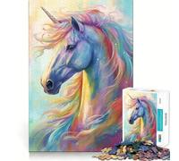 Puzzle Licorne Cheval Fantaisie Adultes 1000 Pièces Jeu de Réflexion Amusant Technologie de Découpe Laser Avancée Défi Idéal pour Passer Le Temps (50x75cm)