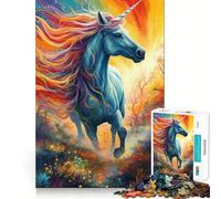 Puzzle Licorne Cheval Fantaisie pour Adultes 1000 Pièces Jeu Stimulant l'esprit Taille Uniforme Pièces Précises pour Les Voyages (38x52cm)