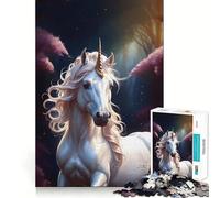 Puzzle Licorne dans Forêt Fantastique 1000 Pièces Jeu Cognitif Amusant Découpe de Haute Précision Cadeau Unique Anti-Stress (38x26cm)