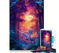Puzzle Licorne dans la Forêt Enchantée pour Adultes 1000 Pièces Jeu de Mémoire Découpe Fine Finition Premium Un Passe-Temps Captivant (38x26cm)
