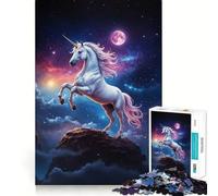 Puzzle Licorne dans Le Ciel Nocturne pour Adultes,1000 pièces,Jeu Stimulant l'esprit,Format Uniforme,pièces précises,idéal pour Les Voyages (50x75cm)