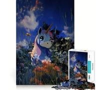 Puzzle Licorne dans Un Champ de Fleurs 1000 pièces Jeu de réflexion Assemblage Stable Pièces Qui ne bougent Pas Passe-Temps agréable pour Les Longs Week-Ends (50x75cm)