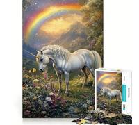 Puzzle Licorne dans Une Prairie Fleurie pour Adultes,1000 pièces,Jeu de mémoire et de réflexion,découpe Laser pour Un Assemblage Parfait,Cadeau Unique pour soulager Le Stress (38x26cm)