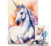 Puzzle Licorne et Fleurs 1000 Pièces Jeu de mémoire Amusant Bords Lisses,Assemblage Parfait Une façon ludique d'occuper Les Heures vides (50x75cm)