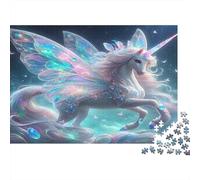 Puzzle Licorne Fantastique Ailée Licorne Ailée Iridescente Un Casse-tête Stimulant pour Adultes et Enfants à partir de 12 Ans 38 x 26 cm / 1000 pièces