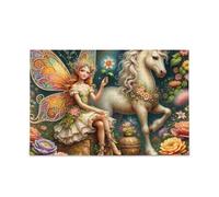 Puzzle licorne fée fleur bricolage cadeau puzzle avec sac de rangement en maille casse-tête drôle pour adultes 500 pièces