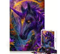 Puzzle Licorne Galaxie Violette dans Forêt Enchantée pour Adultes 1000 Pièces Jeu de Logique Fine, Détente et Loisirs, Bords Nets, Pièce d'art (38x26cm)