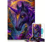 Puzzle Licorne Galaxie Violette dans Forêt Enchantée pour Adultes 1000 Pièces Jeu de Logique Fine, Détente et Loisirs, Bords Nets, Pièce d'art (38x26cm)