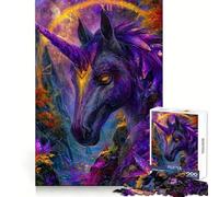 Puzzle Licorne Galaxie Violette dans Forêt Enchantée pour Adultes 1000 Pièces Stimule la Mémoire Loisirs Amusants Bords Précis Joli Cadeau (38x52cm)