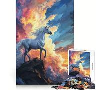 Puzzle Licorne Mystique Coucher de Soleil pour Adultes, 1000 Pièces, Jeu de Réflexion, Loisirs d'Intérieur, Découpe de Précision, Cadeau de Fêtes (38x26cm)