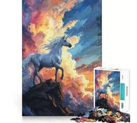 Puzzle Licorne Mystique Coucher de Soleil pour Adultes, 1000 Pièces, Jeu de Réflexion, Loisirs d'Intérieur, Découpe de Précision, Cadeau de Fêtes (38x26cm)