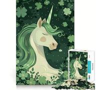 Puzzle Licorne pour la Saint-Patrick 1000 pièces Stimule l'esprit Découpe Nette Composants Robustes Divertissement captivant pour des Moments de détente à la Maison (38x52cm)