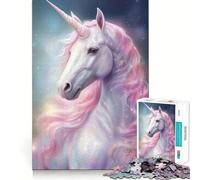 Puzzle Licorne Rose Scintillante 1000 Pièces pour Adolescents Améliore la Mémoire Loisirs Faciles Découpe Ferme Décoration Murale (38x26cm)